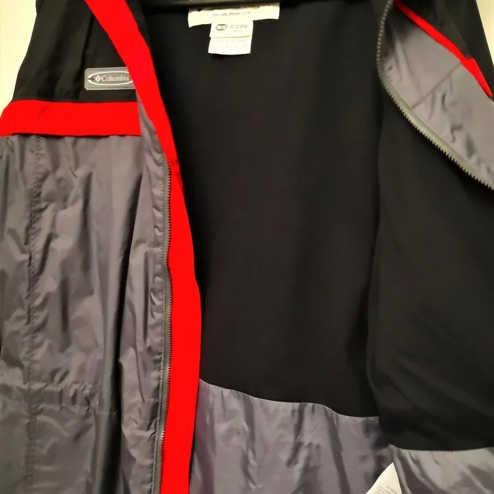 Vintage Columbia Hooded‎ Jacket Gray/Black/Red Youth 18/20